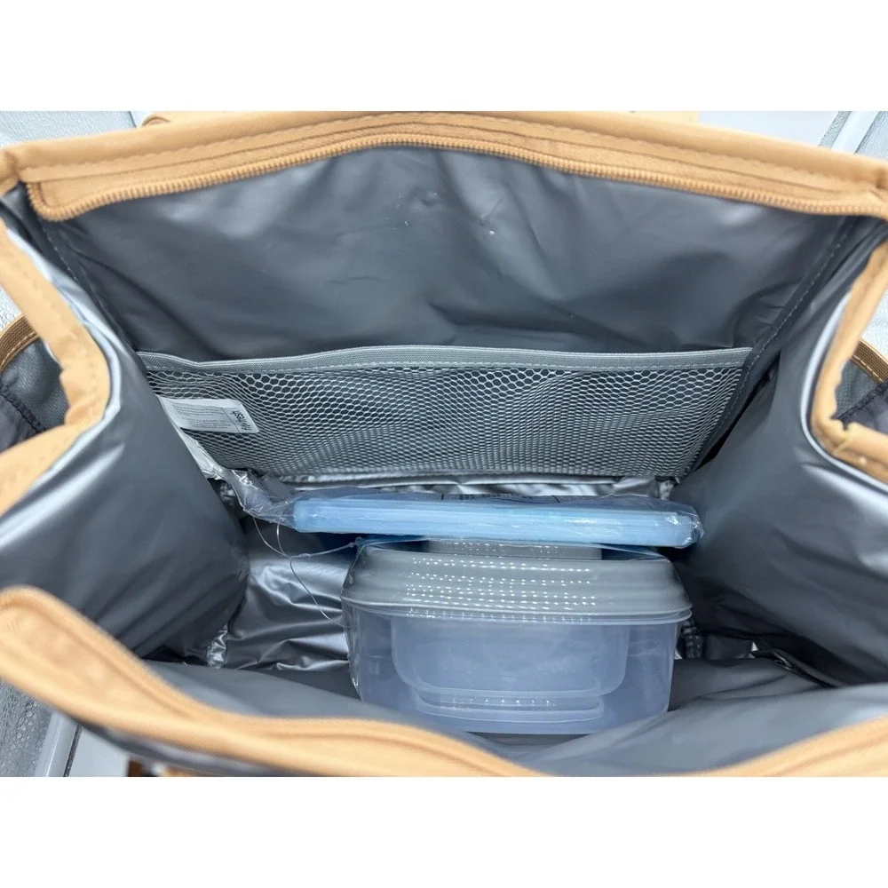 New W/Out Tags Fit & Fresh Grey and white striped Insulated Lunch Tote